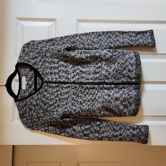 Ann Taylor Loft Black and White Zip Up Sweater Size XS - Picture 2 of 6